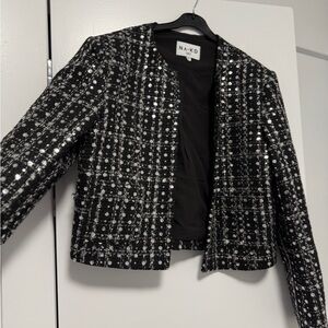 NA-KD Black and Silver Sequin Blazer